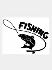 Черный наклейка на авто / машину / стекло "FISHING Рыбак" 20х16см