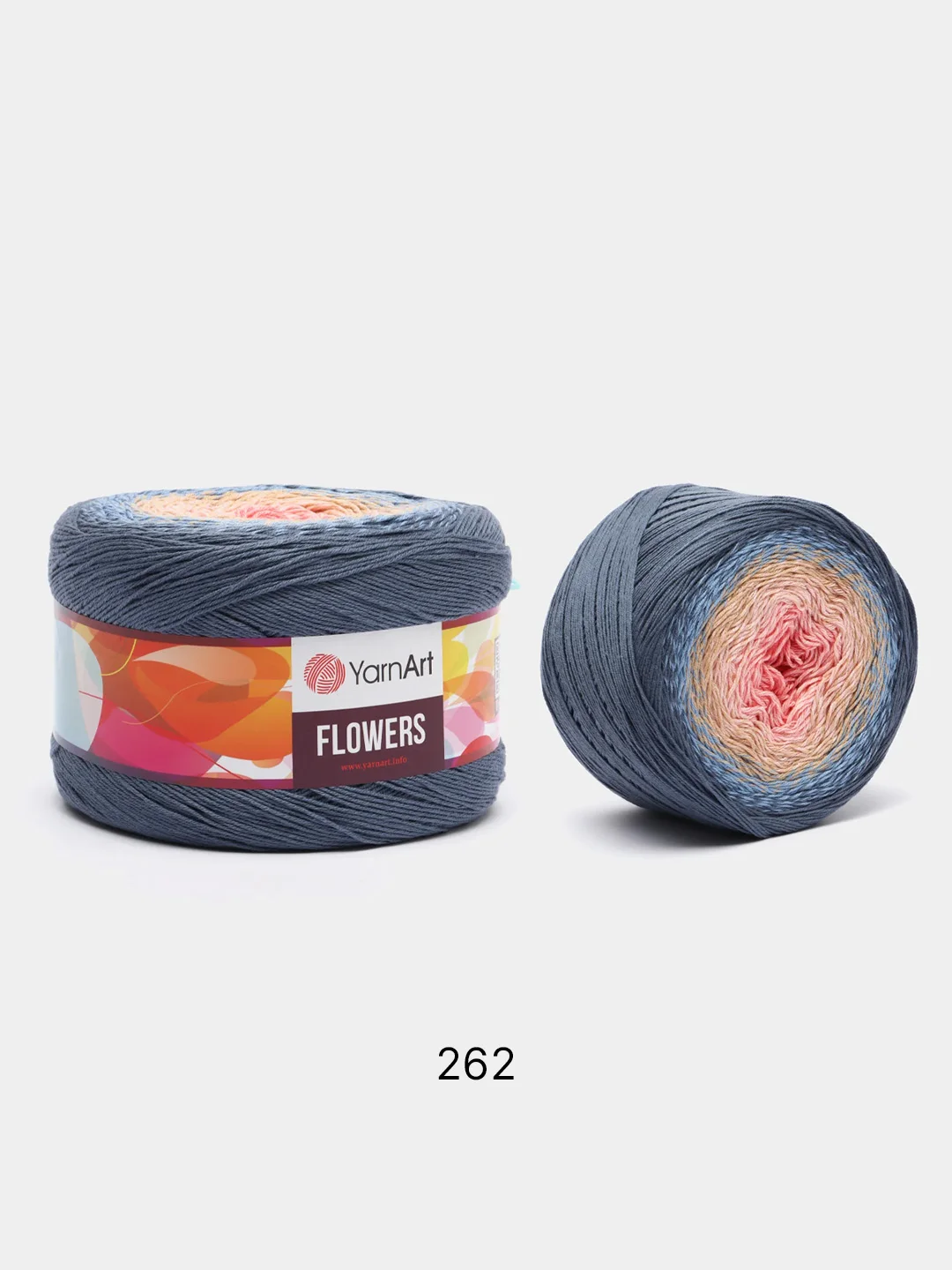 Голубой пряжа YarnArt Flowers 55% Хлопок 45% Полиакрил 250г 1000м, 1 моток