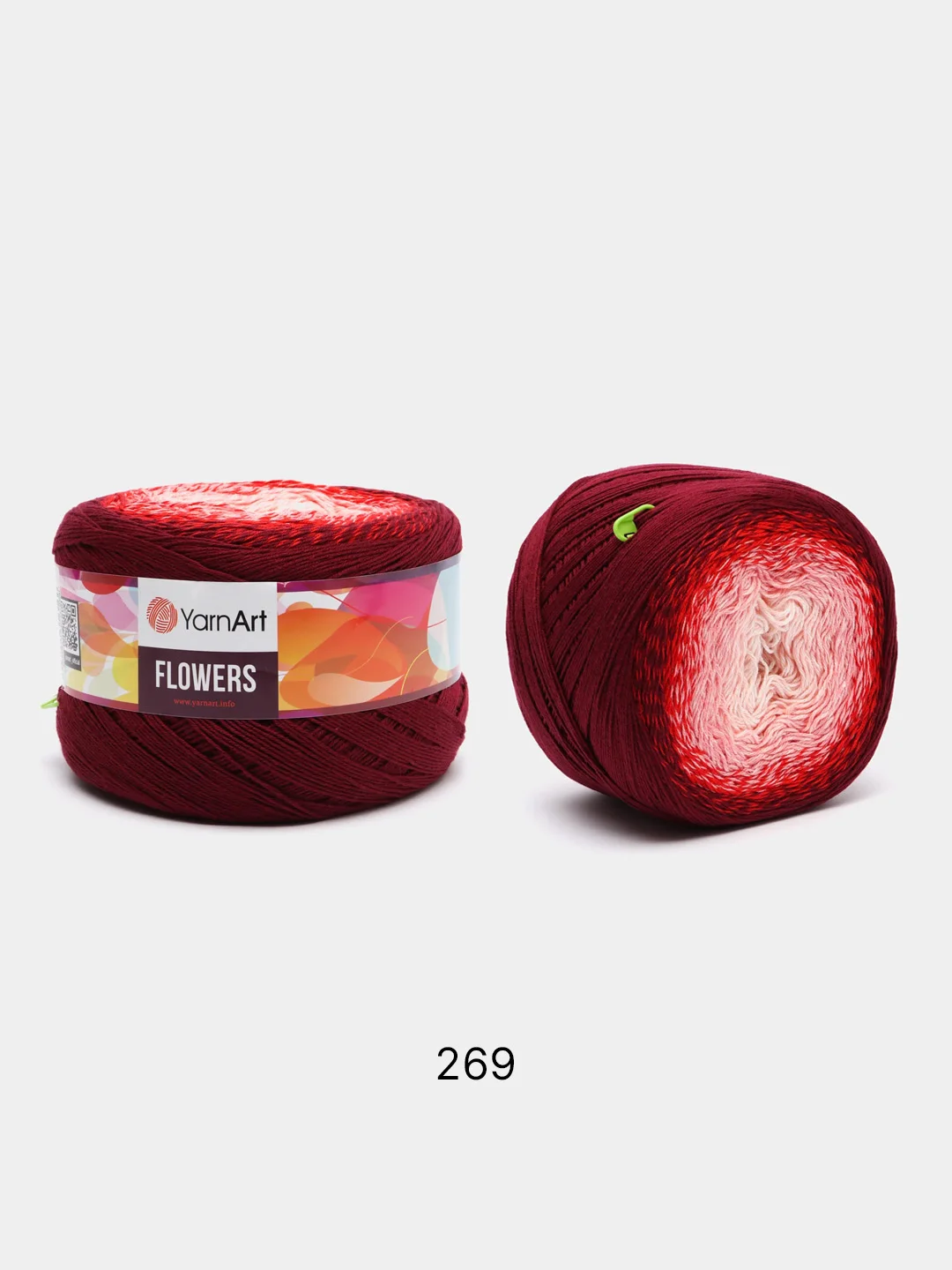 Бордовый пряжа YarnArt Flowers 55% Хлопок 45% Полиакрил 250г 1000м, 1 моток