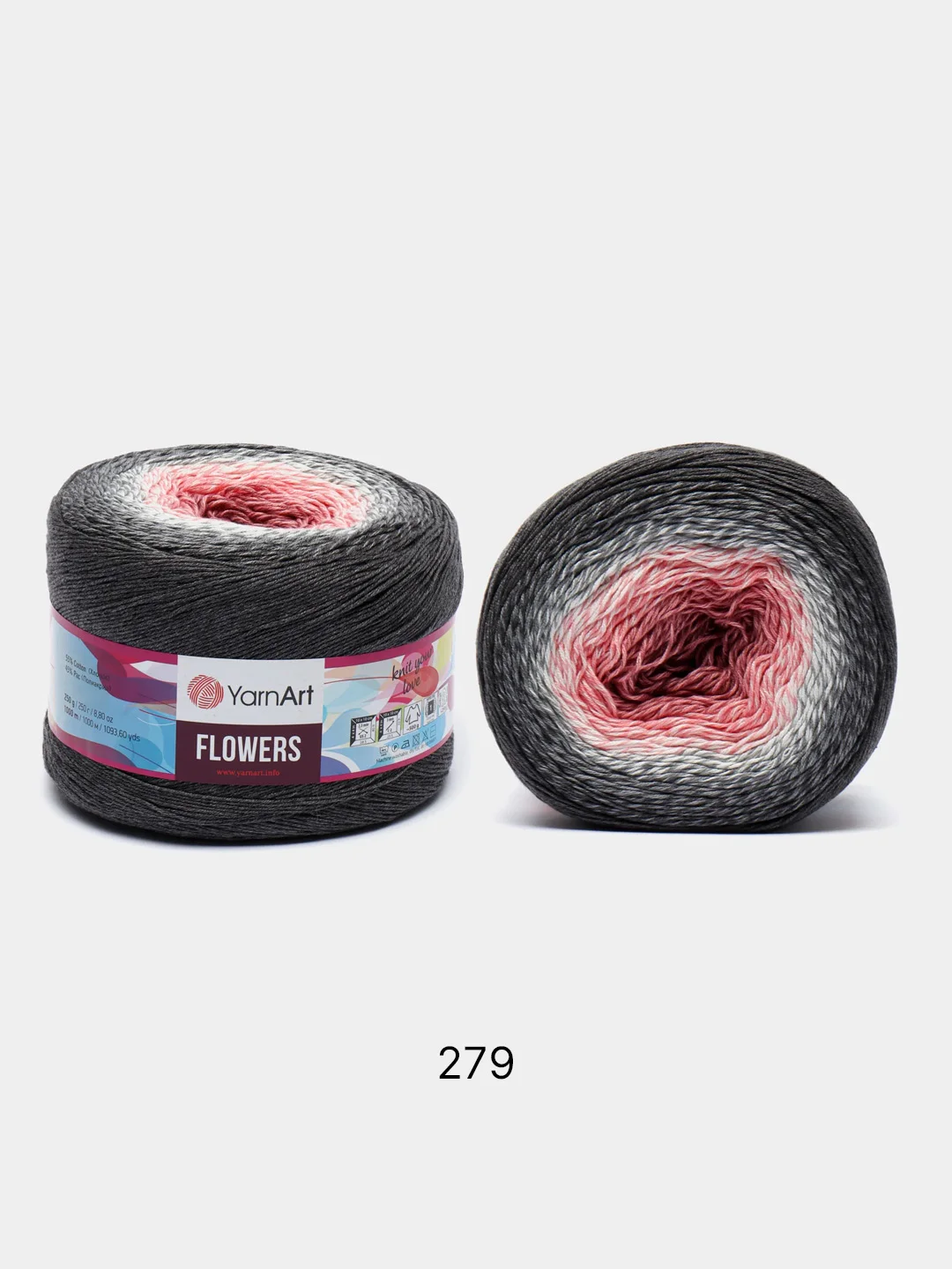 Серый металлик пряжа YarnArt Flowers 55% Хлопок 45% Полиакрил 250г 1000м, 1 моток