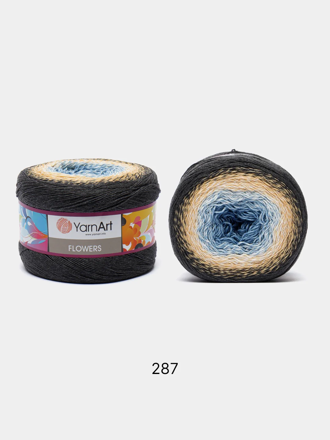 Угольный пряжа YarnArt Flowers 55% Хлопок 45% Полиакрил 250г 1000м, 1 моток