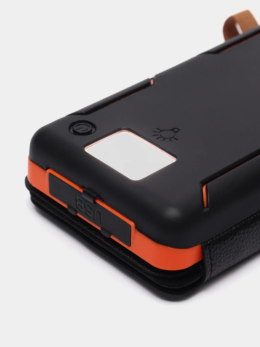 Оранжевый внешний аккумулятор Power bank, 20000 mAh, на солнечной батарее с 4-солнечными панелями