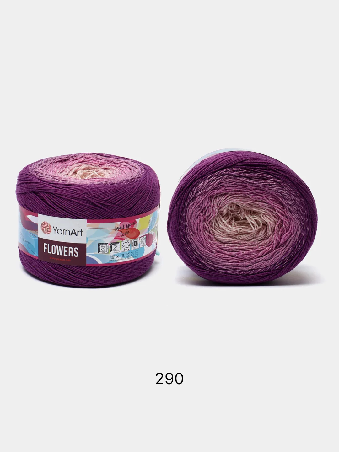 Фиолетовый пряжа YarnArt Flowers 55% Хлопок 45% Полиакрил 250г 1000м, 1 моток