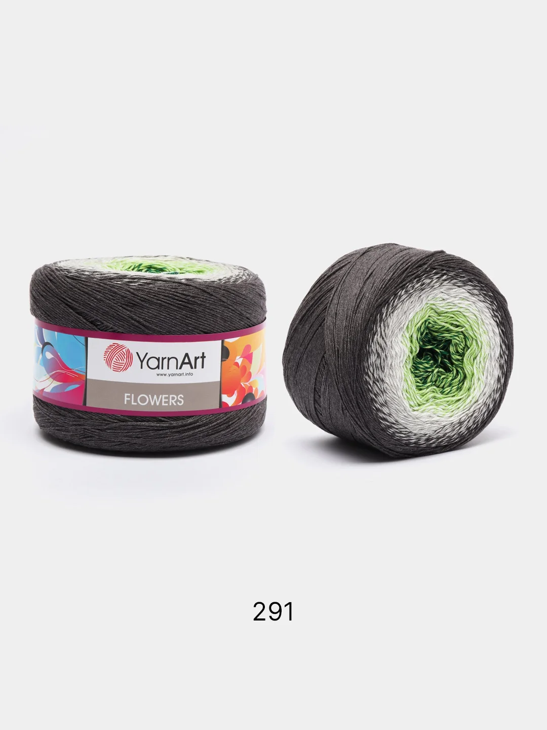 Тёмно-серый пряжа YarnArt Flowers 55% Хлопок 45% Полиакрил 250г 1000м, 1 моток