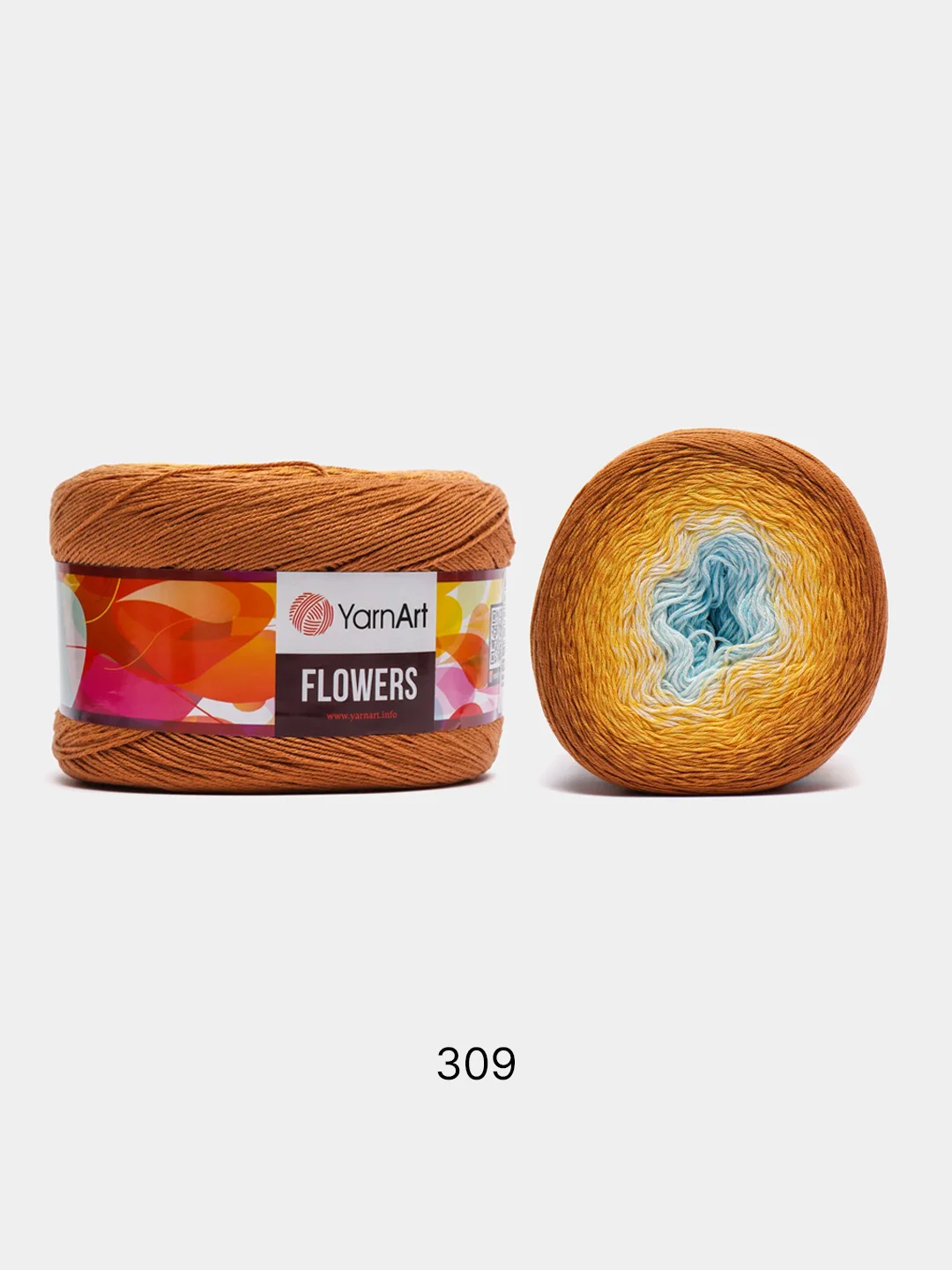 Медный пряжа YarnArt Flowers 55% Хлопок 45% Полиакрил 250г 1000м, 1 моток