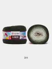 Зелёный хаки пряжа YarnArt Flowers 55% Хлопок 45% Полиакрил 250г 1000м, 1 моток