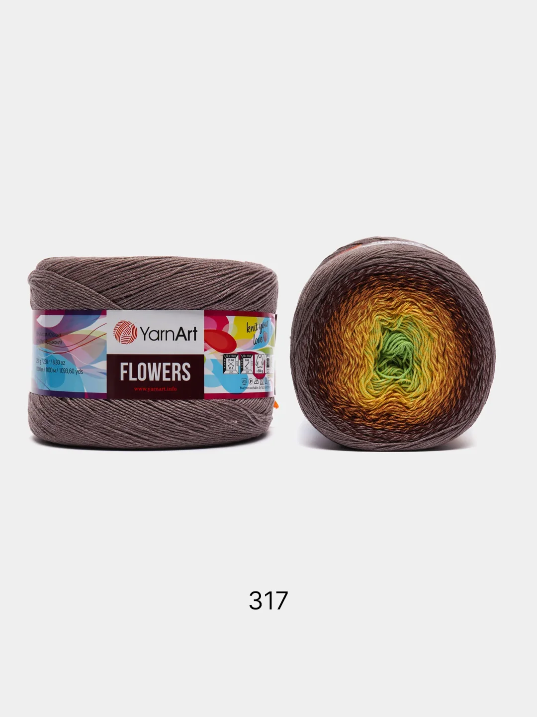 Бежевый меланж пряжа YarnArt Flowers 55% Хлопок 45% Полиакрил 250г 1000м, 1 моток