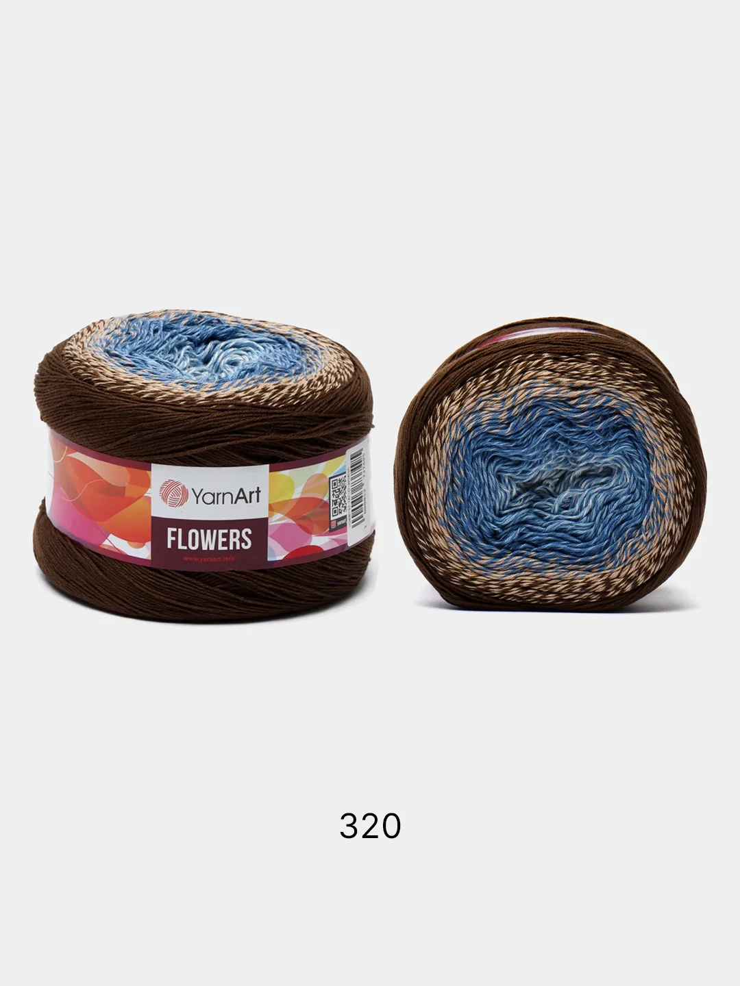 Шоколадный пряжа YarnArt Flowers 55% Хлопок 45% Полиакрил 250г 1000м, 1 моток