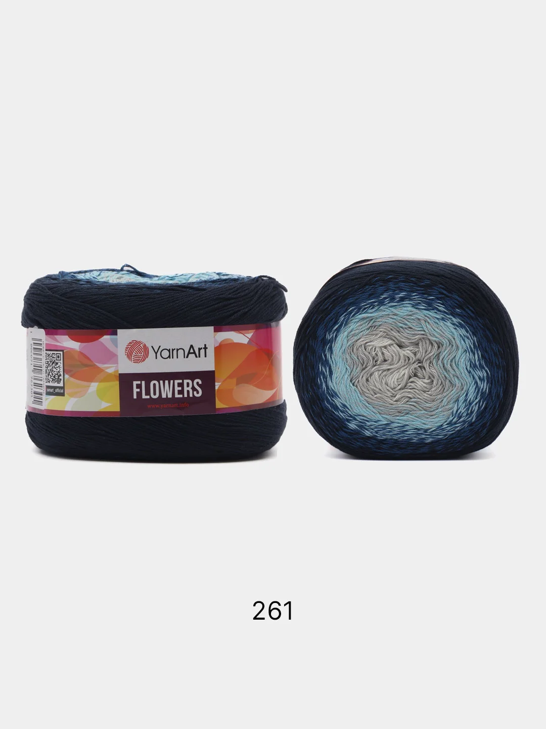 Темно-синий пряжа YarnArt Flowers 55% Хлопок 45% Полиакрил 250г 1000м, 1 моток