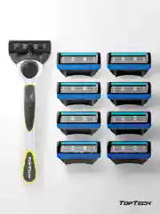 Подарочный набор: бритва TopTech Razor5 +9 кассет. Совместимы с GILLEТТE Fusion5, ProGlide