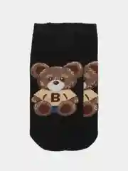 Черный носки женские короткие с мультяшными медвежатами