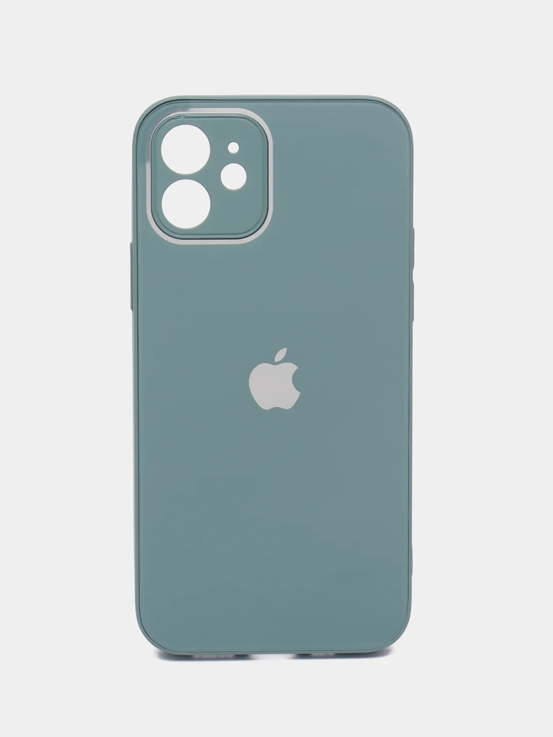 Зеленый чехол силиконовый для iPhone 12, со стеклянной панелью
