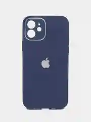 Синий чехол силиконовый для iPhone 12, со стеклянной панелью