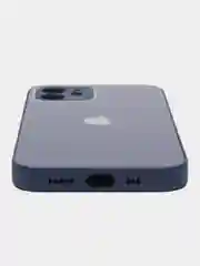 Синий чехол силиконовый для iPhone 12, со стеклянной панелью