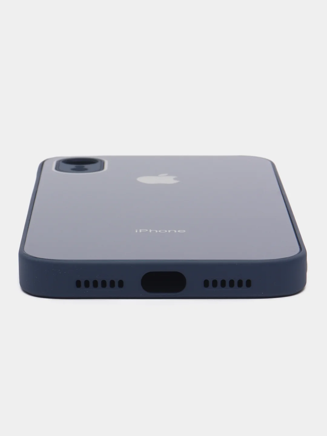 Синий чехол для iPhone XR, со стеклянной панелью и защитой камеры