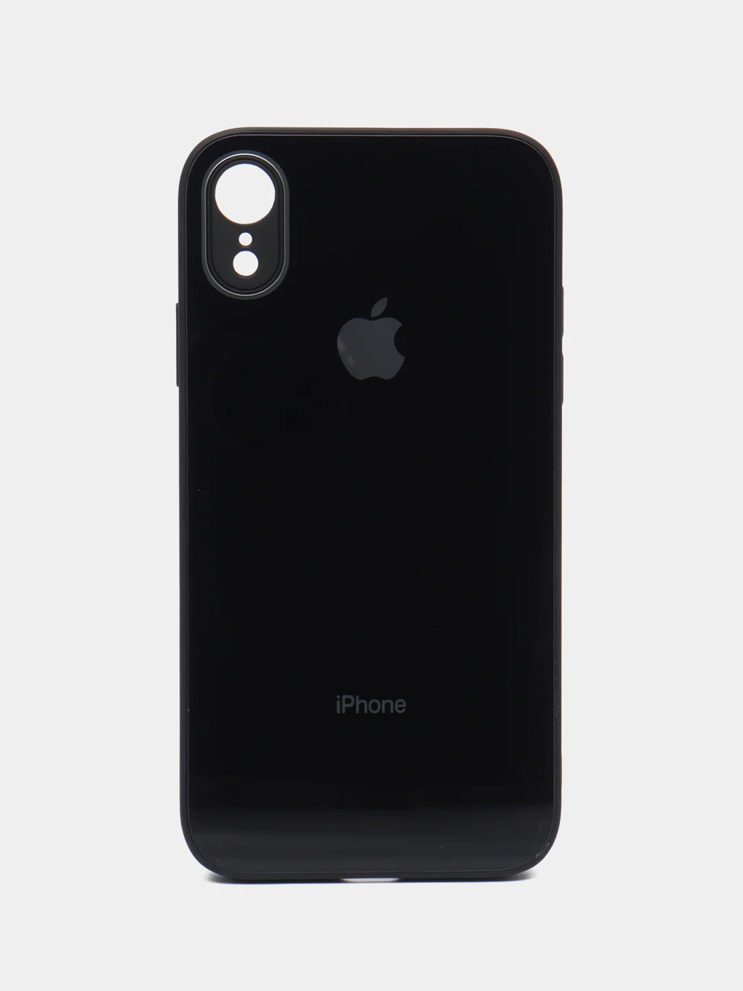 Черный чехол для iPhone XR, со стеклянной панелью и защитой камеры