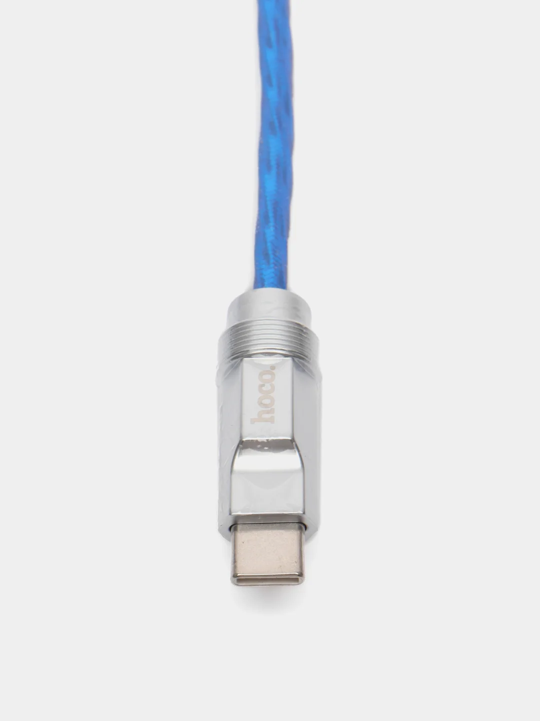 Серебряный зарядный кабель светящийся Type-C/Type-C