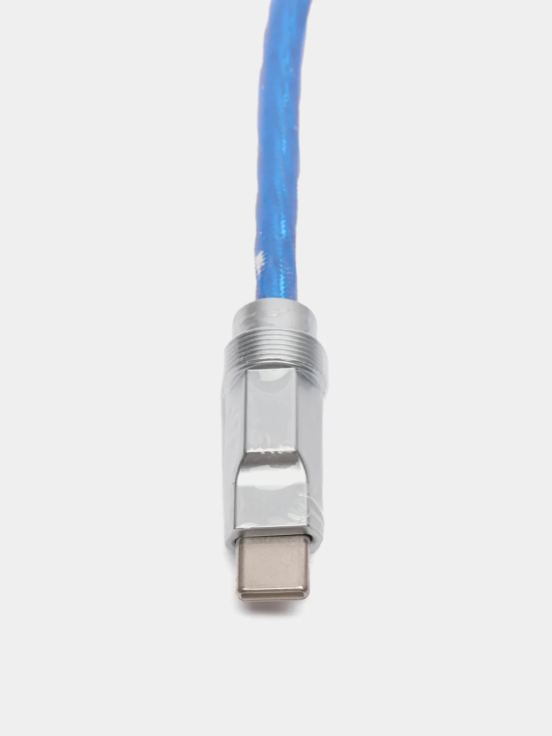 Серебряный зарядный кабель светящийся Type-C/Type-C