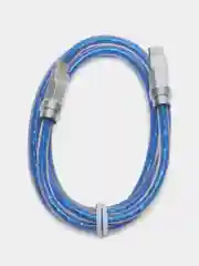 Серебряный зарядный кабель светящийся Type-C/Type-C