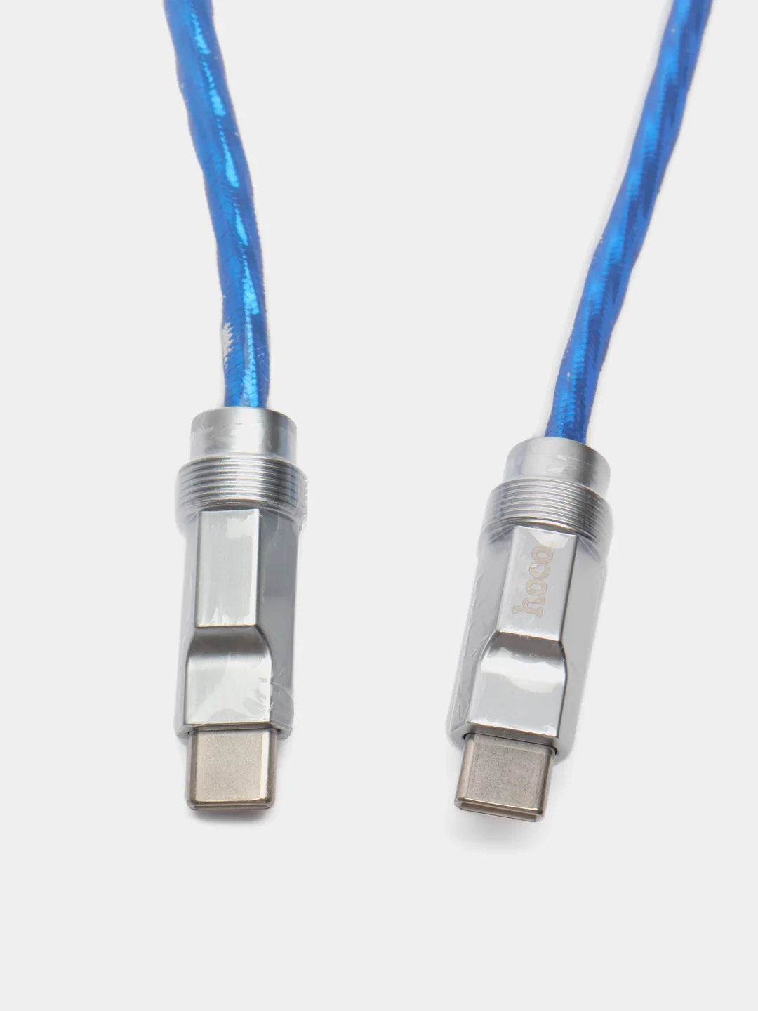 Серебряный зарядный кабель светящийся Type-C/Type-C