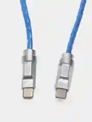 Серебряный зарядный кабель светящийся Type-C/Type-C