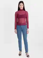 Фиолетовый водолазка женская, в сеточку