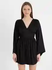 Черный платье женское, с длинным рукавом, длина мини