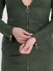 Зелёный хаки платье повседневное