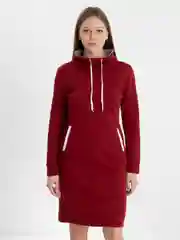 Бордовый платье на флисе, с карманами и шнурками