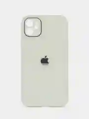 Белый чехол для iPhone 11, со стеклянной панелью и защитой камеры