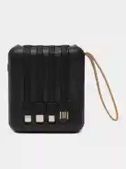 Черный внешний аккумулятор с 4 встроенными кабелями, Lightning, Type-C, Power Bank, 10000 mAh