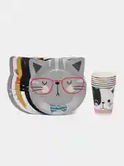 Набор для праздника Кошки с ушками (стакан, тарелка мал. по 6 шт.)
