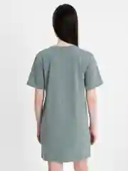 Зелёный хаки платье-футболка, с вышивкой, укороченное, oversize