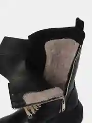 Черный ботинки женские, с мехом, черные