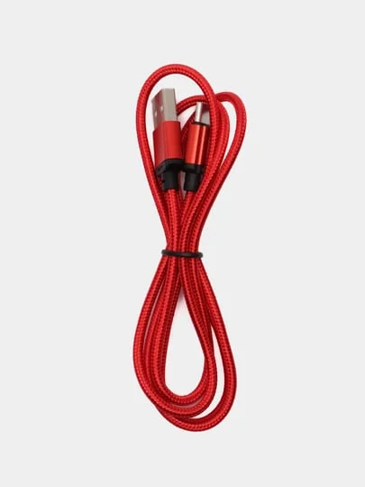 Красный кабель Type-c USB быстрая зарядка на андроид, 1 метр, для передачи данных, шнур для зарядки