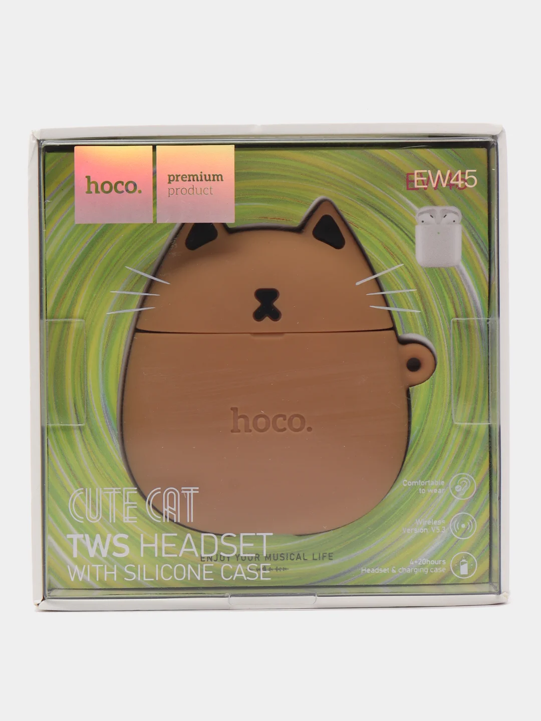 Бежевый беспроводные наушники EW45 Cute Cat