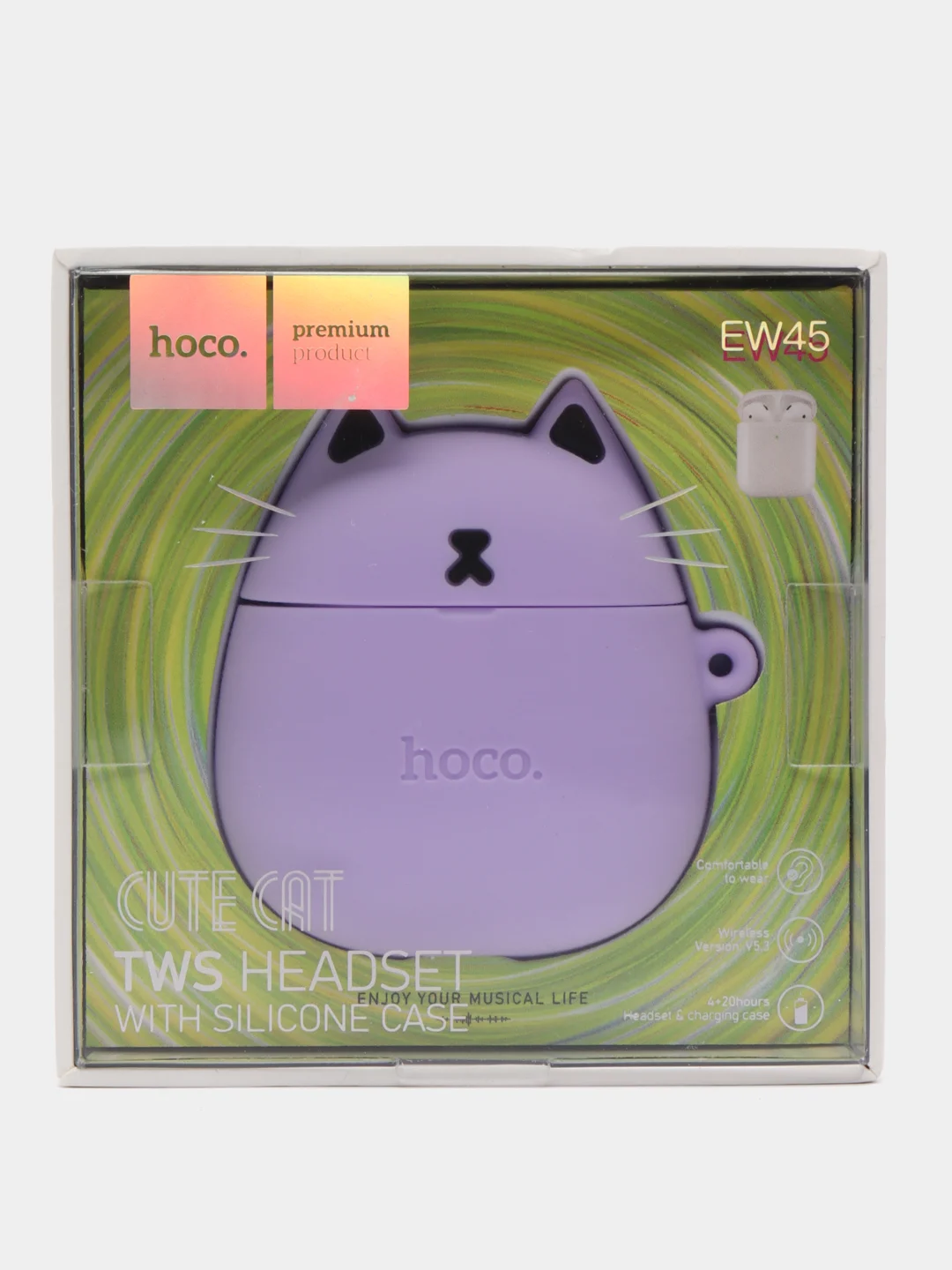 Бежевый беспроводные наушники EW45 Cute Cat