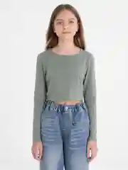 Приглушённый хаки топ с длинным рукавом
