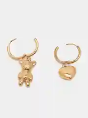 Серьги непарные асимметричные разные бижутерия мишка+сердце