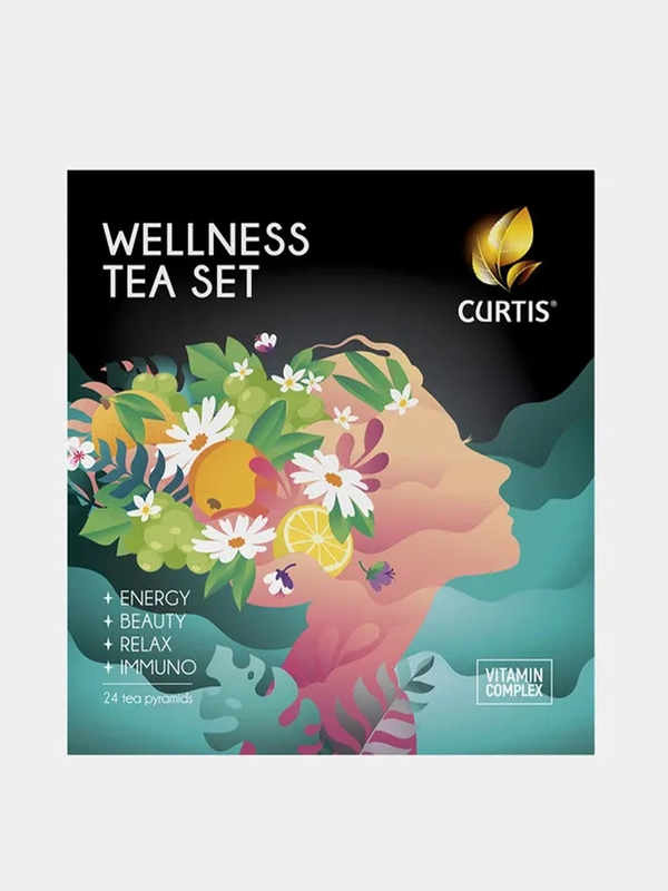 Чай в пирамидках Curtis Wellness tea set, ассорти, подарочный набор, 24 шт