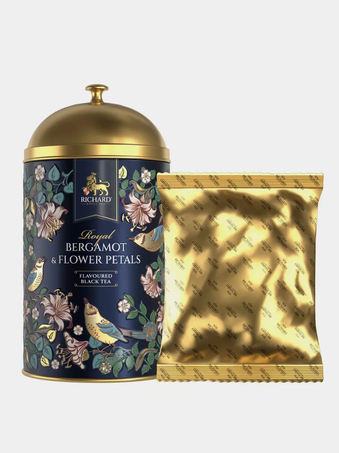 Золотой чай черный листовой Richard Royal Bergamot & flower Petals, ароматизированный, ж/б, 60г