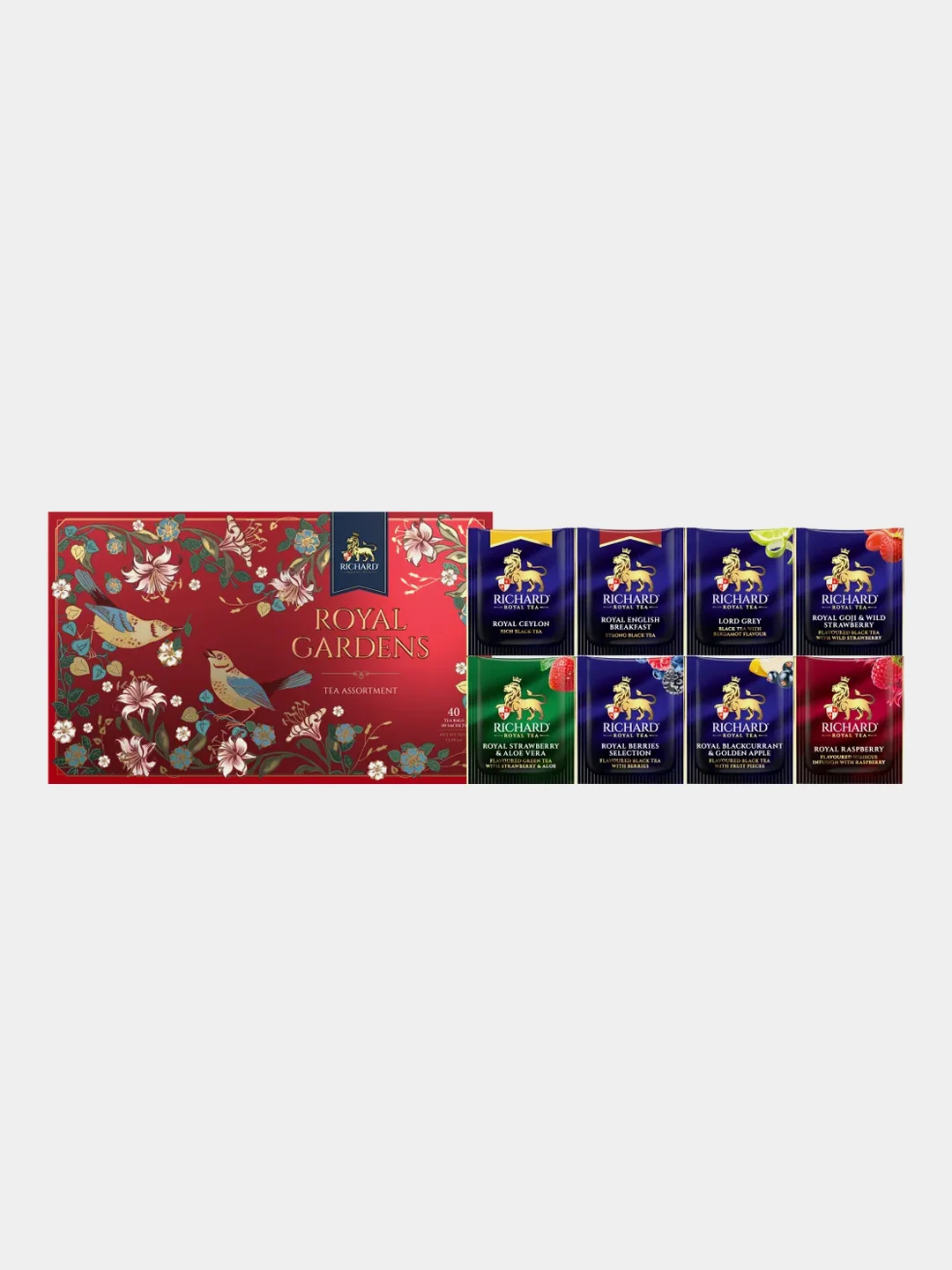 Красный чай в пакетиках Richard ROYAL GARDENS TEA ASSORTMENT Весна, ассорти, 40 шт