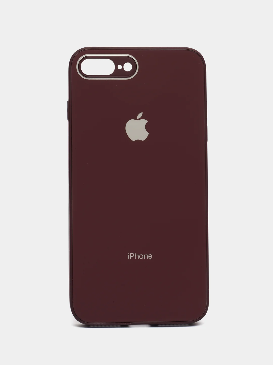 Тёмно-бордовый чехол силиконовый со стеклянной панелью для iPhone 7 Plus / iPhone 8 Plus
