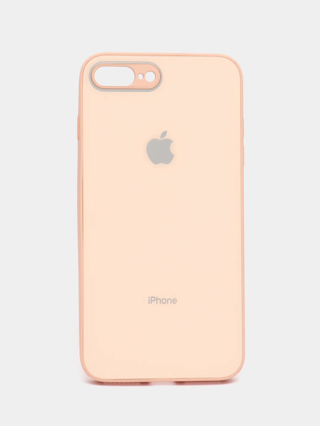 Кремовый чехол силиконовый со стеклянной панелью для iPhone 7 Plus / iPhone 8 Plus