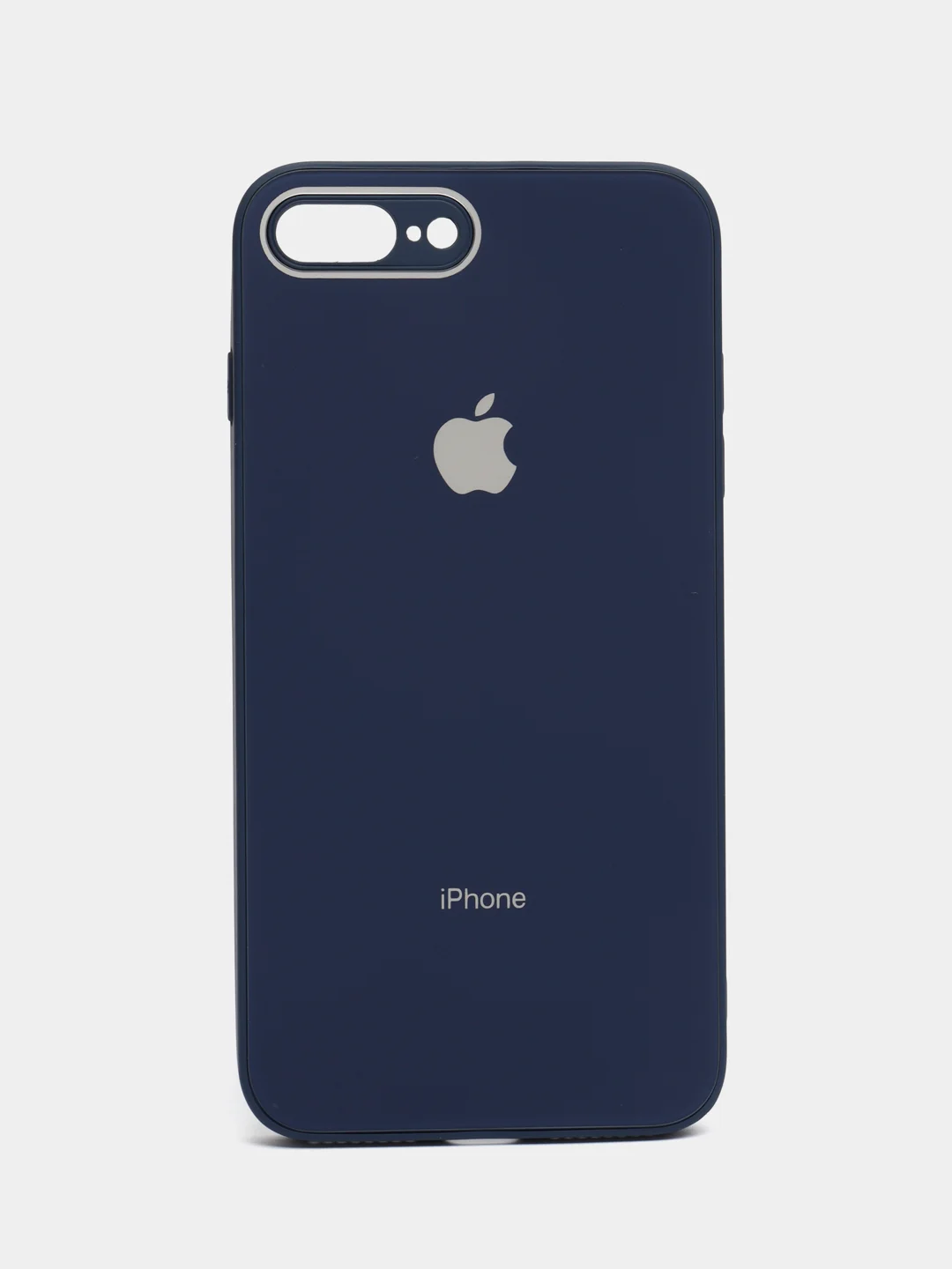Синий чехол силиконовый со стеклянной панелью для iPhone 7 Plus / iPhone 8 Plus