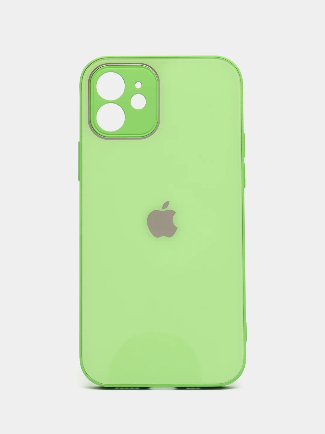 Лайм чехол силиконовый для iPhone 12, со стеклянной панелью