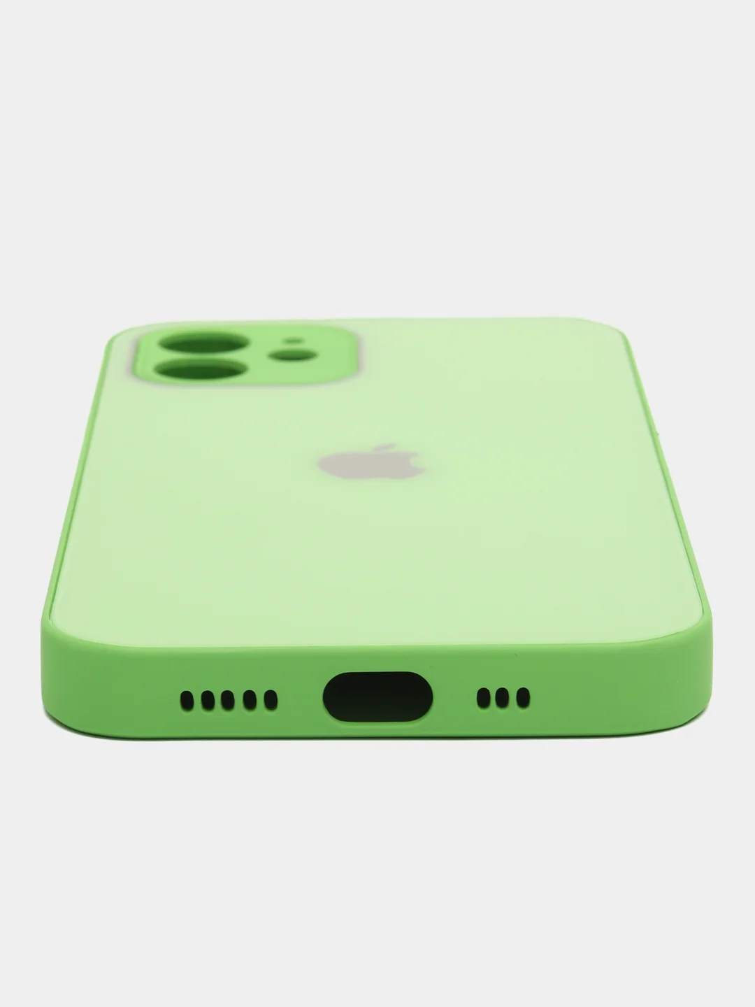Лайм чехол силиконовый для iPhone 12, со стеклянной панелью