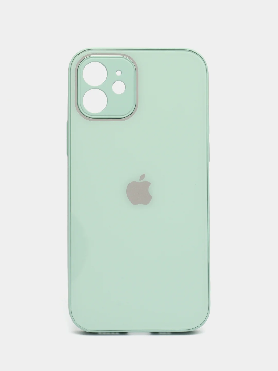 Мятный чехол силиконовый для iPhone 12, со стеклянной панелью