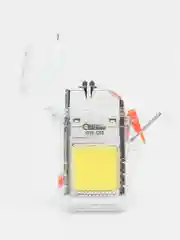 Серый зажигалка электронная с плазменным факелом и фонариком, зарядка от USB, плазменная спираль