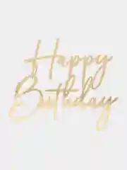 Бежевый топпер "Happy Birthday" из акрила для украшения торта, боковой / торцевой